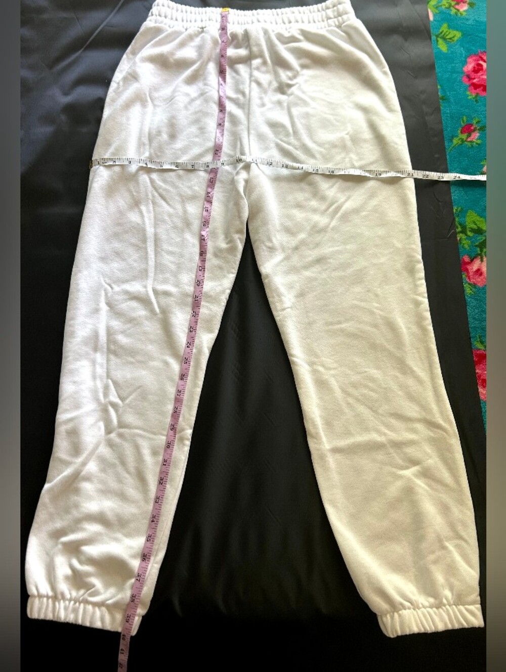 White Elastic Waist Sweatpants